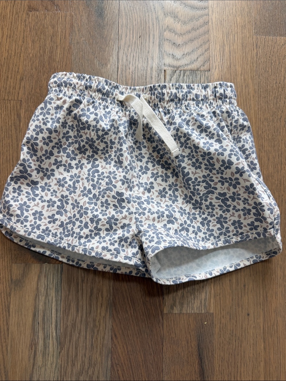 Quincy Mae White Swim Shorts with Blue Floral Print